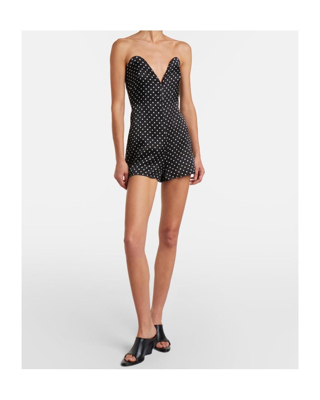 Jean Paul Gaultier Black Polka-Dot Silk Romper