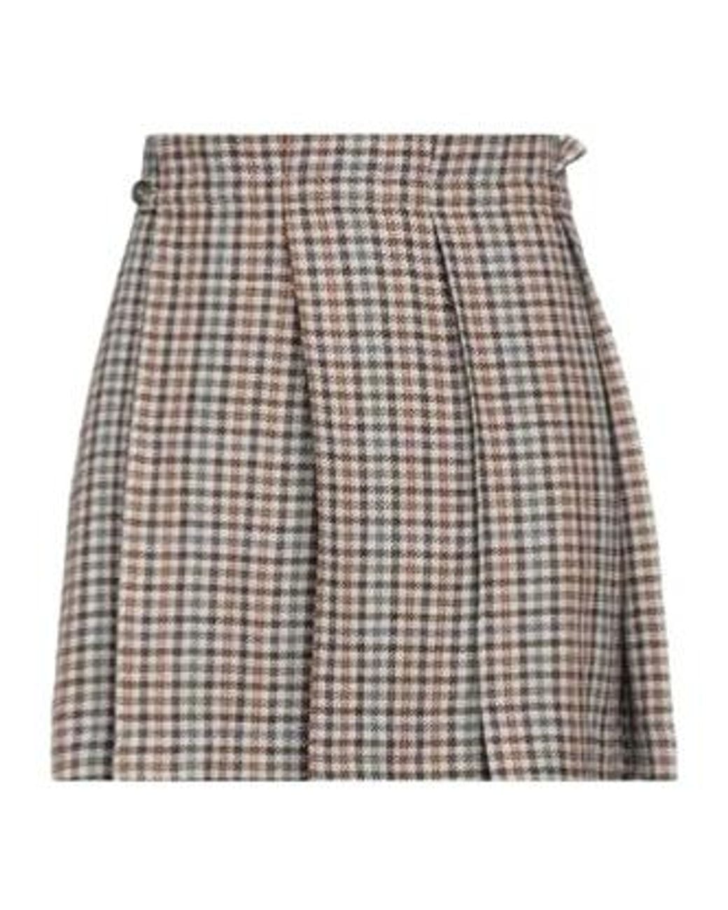 Brunello Cucinelli Gray Checkered Skirt