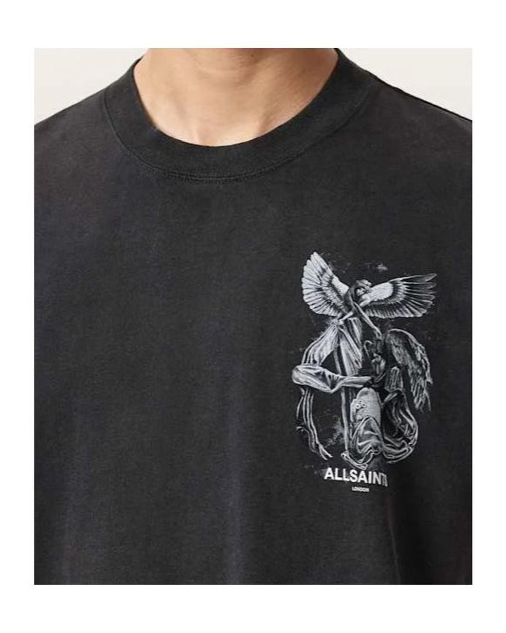 AllSaints Black Seraph Angel-Print T-Shirt for men