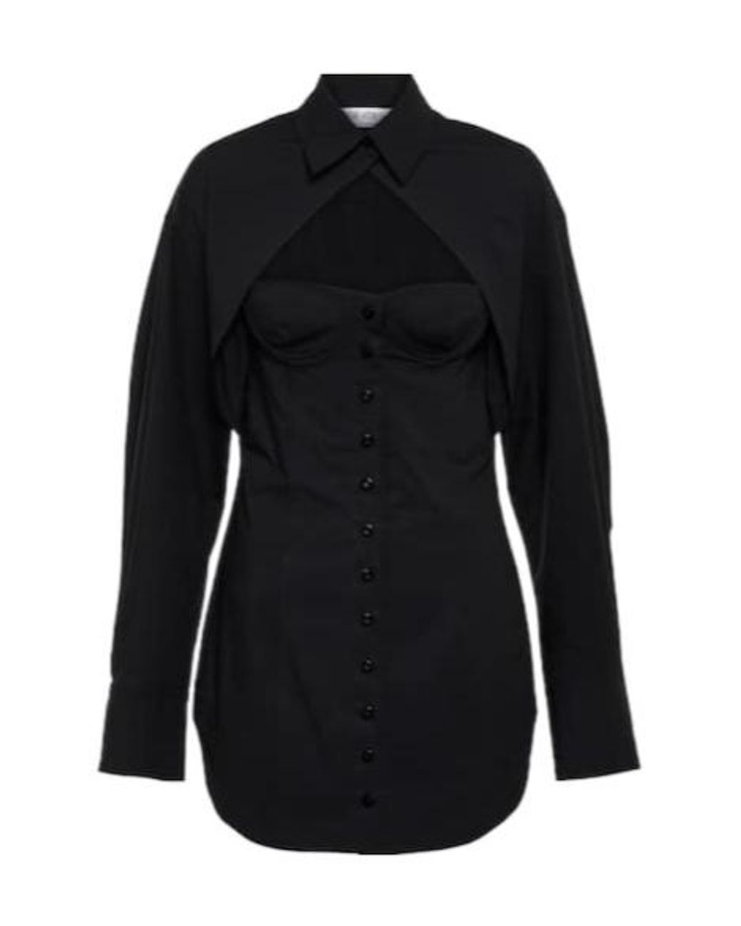 The Attico Black Cutout Cotton-Blend Minidress