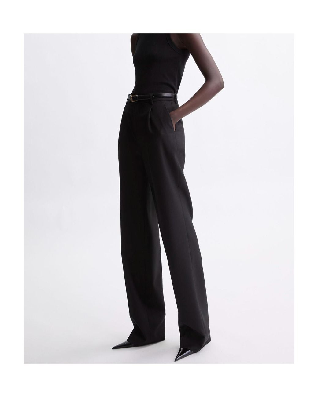 Saint Laurent Black Mid-Rise Tailored Pants