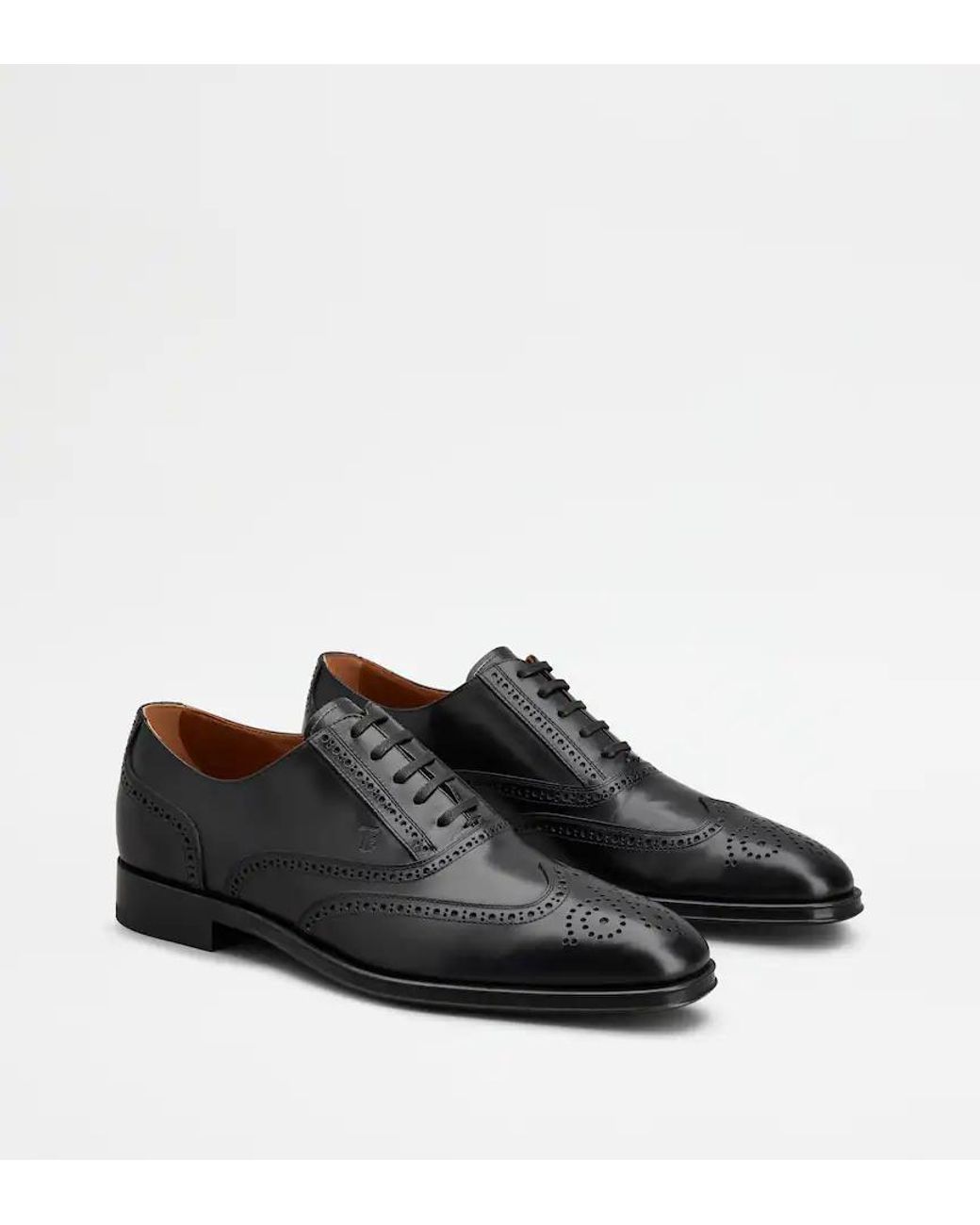 Tod's Black Lace-Up Leather Derby Shoes for men