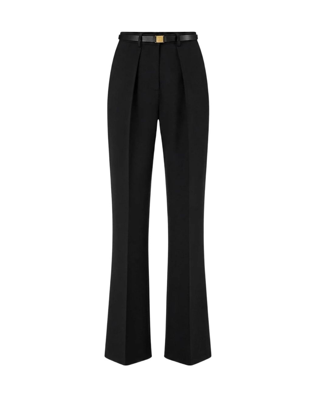 Elisabetta Franchi Black Pleated Wide-Leg Pants