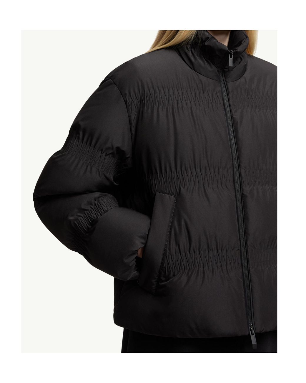 Moncler Black Ravignan Gather-Quilted Short Down Jacket