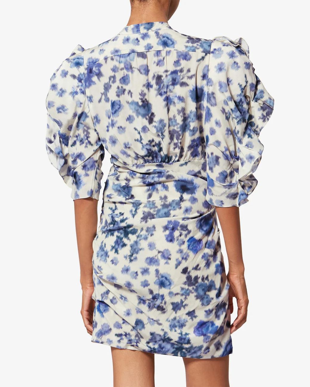 Isabel Marant Blue V-Neck Ruffled Mini Dress