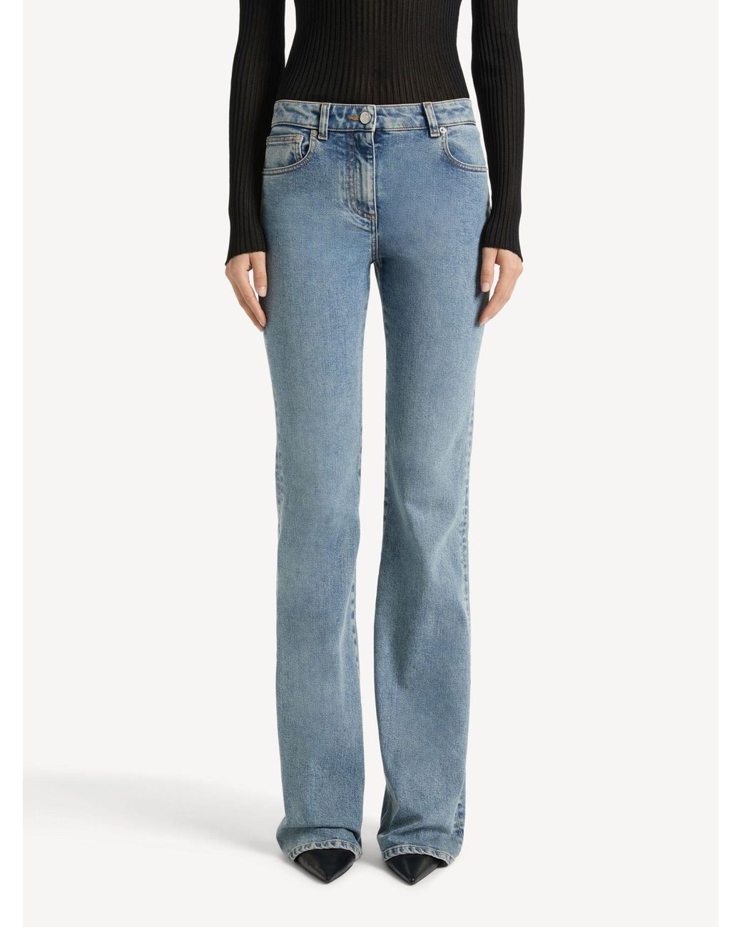 Balmain Blue Bootcut Faded Denim Jeans