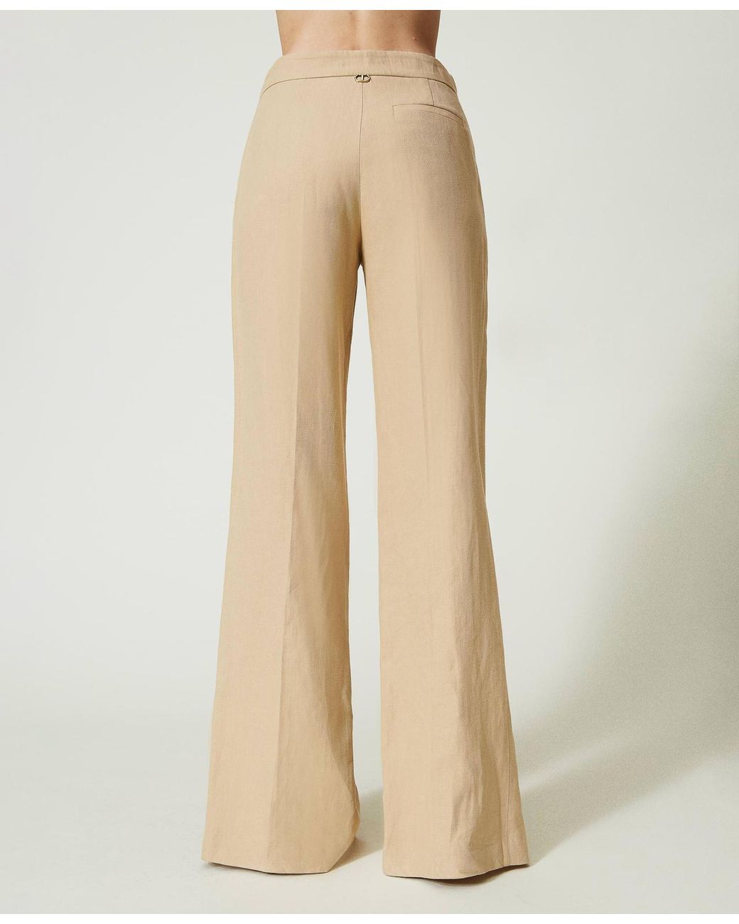 Twinset Natural Slit-Hem Straight-Leg Trousers
