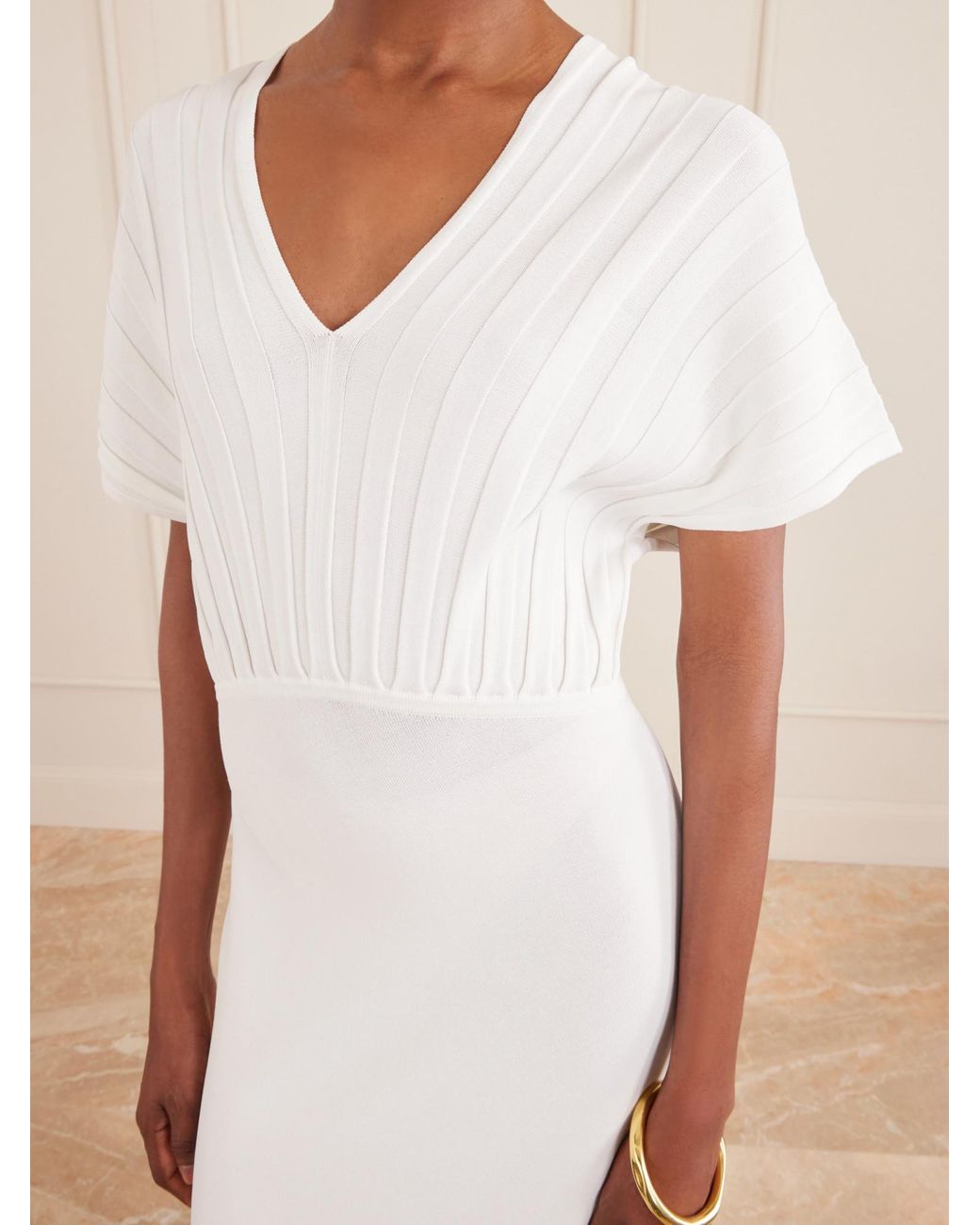 Max Mara White Short-Sleeved Dress