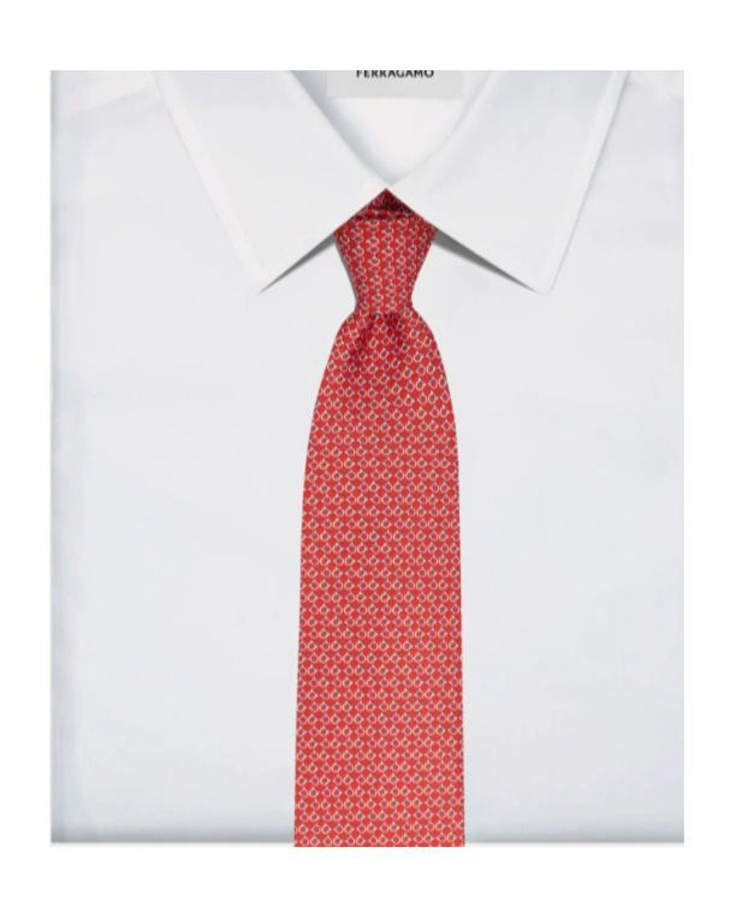 Ferragamo Red Gancini Square Print Silk Tie for men