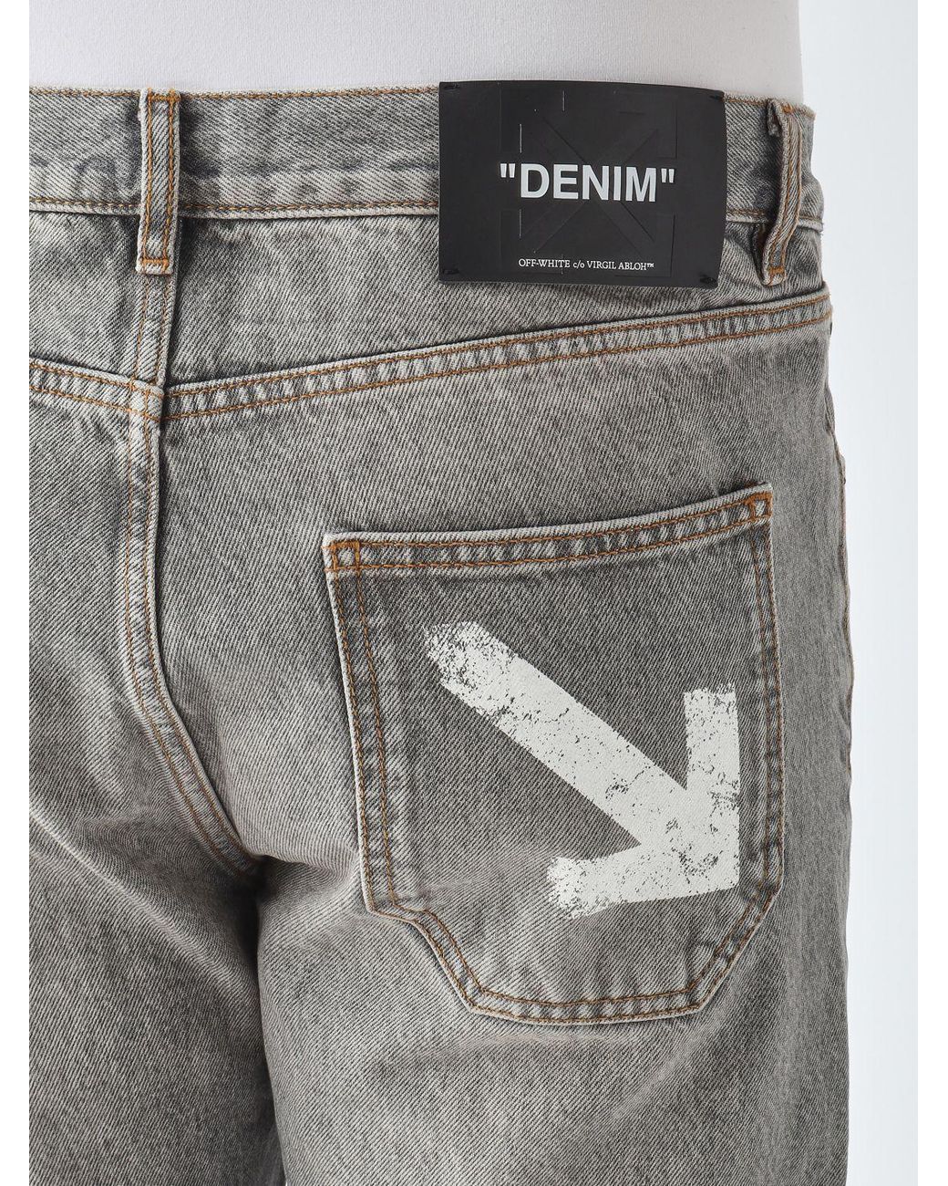 Off-White c/o Virgil Abloh Gray Arrow Printed Straight-Leg Jeans for men