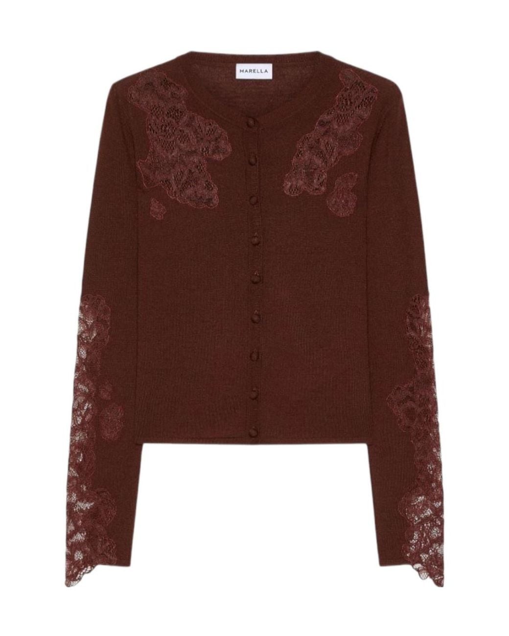 Marella Brown Ribbed-Knit Crew-Neck Sweater