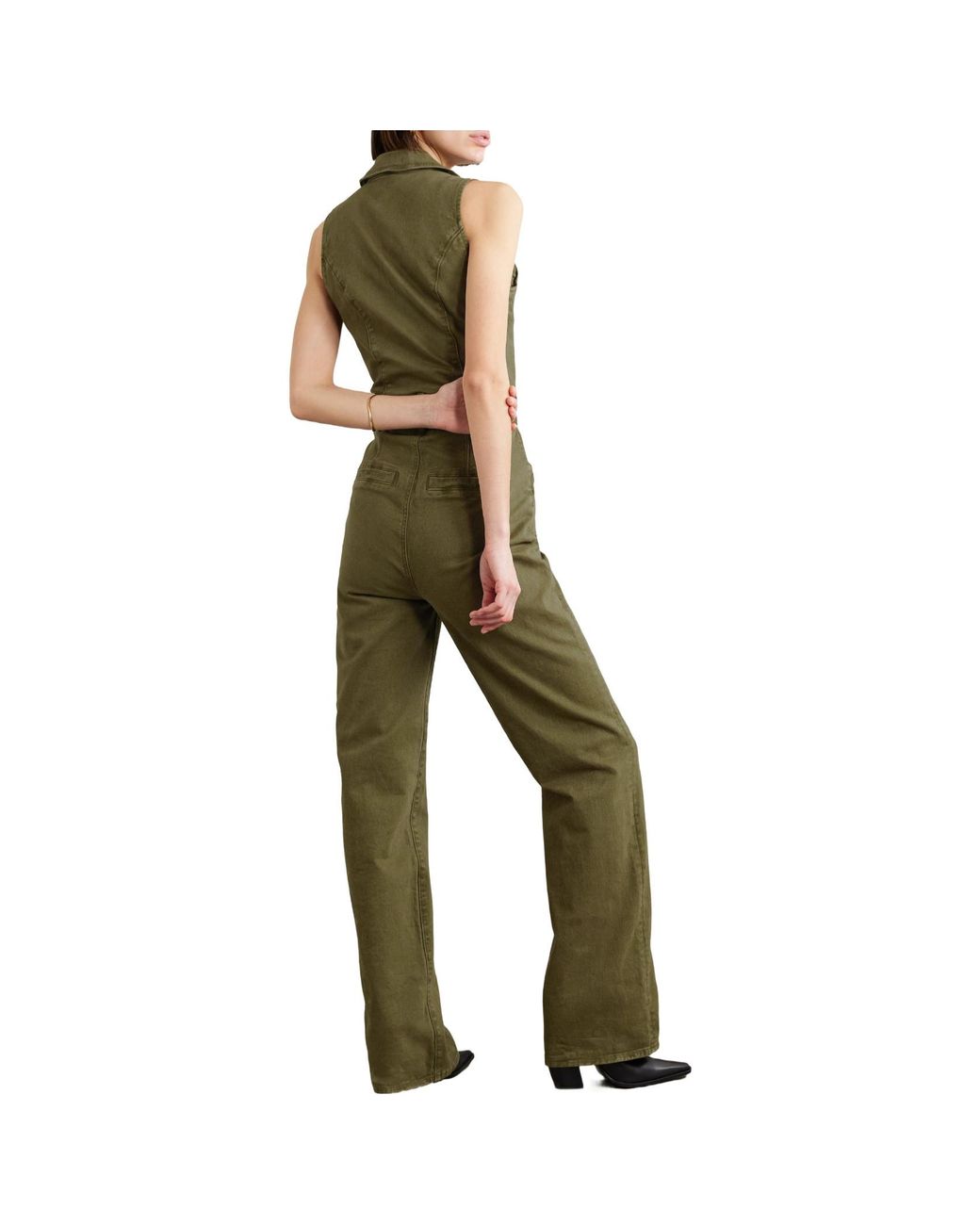PAIGE Green Denim Jumpsuit With Belt