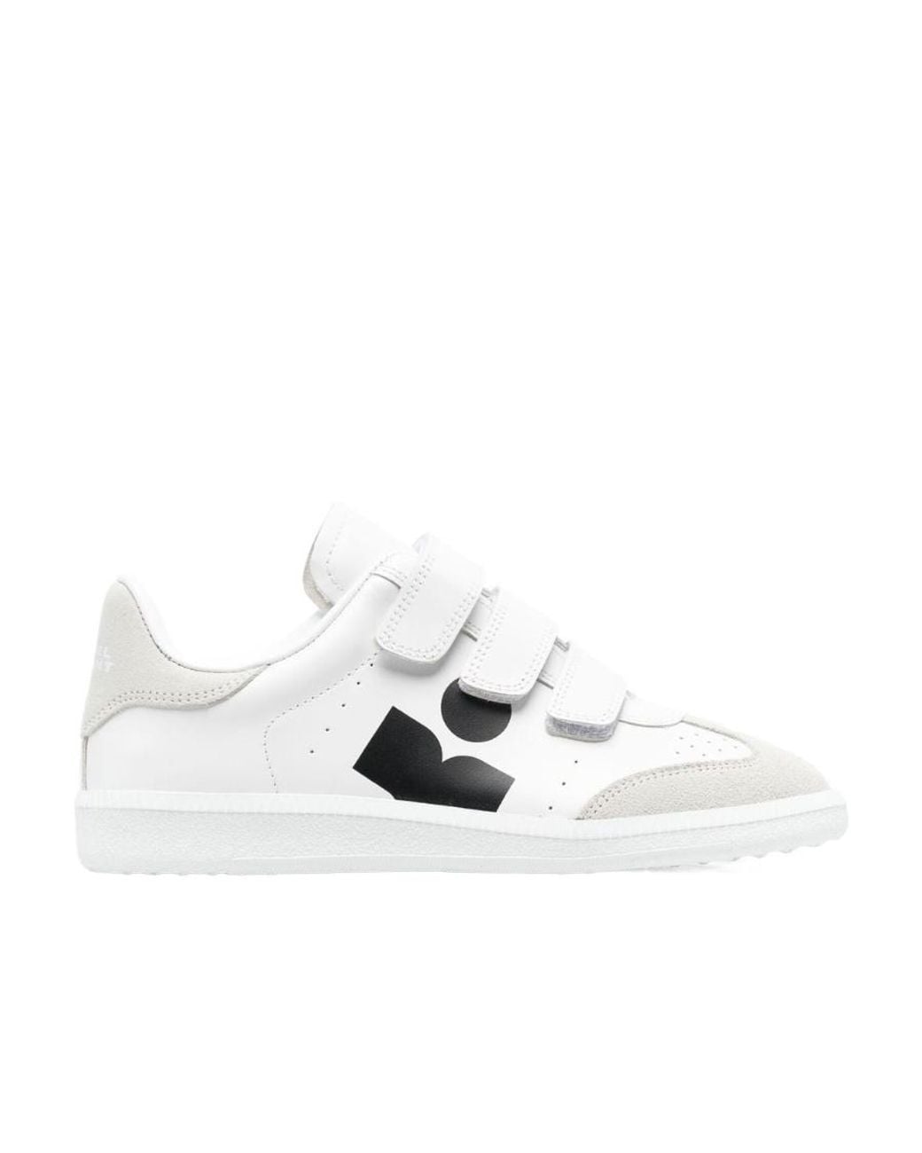 Isabel Marant White Beth Logo Printed Touch-Strap Sneakers