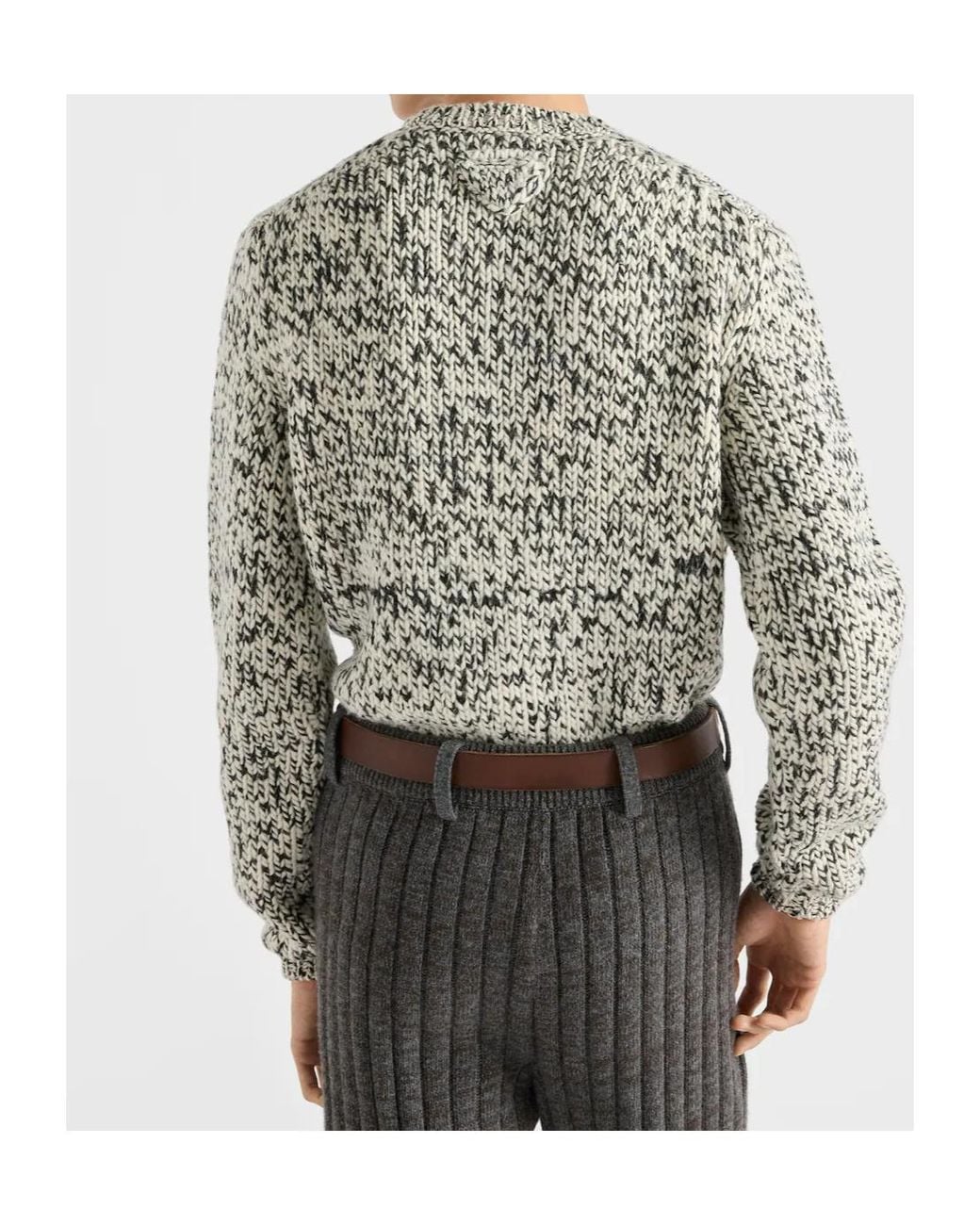 Prada Gray Two-Toned Button-Up Cardigan for men