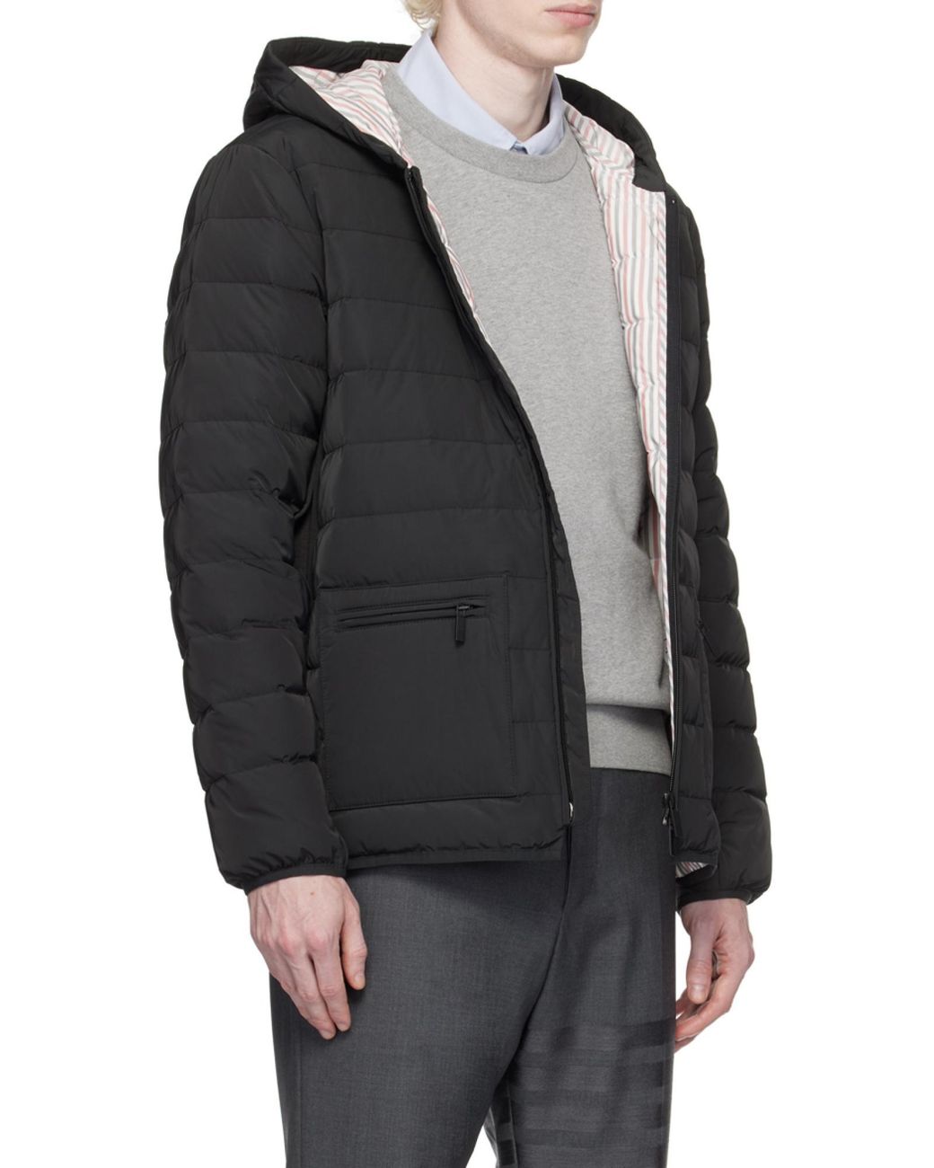 Thom Browne Black 4-Bar Padded Jacket for men