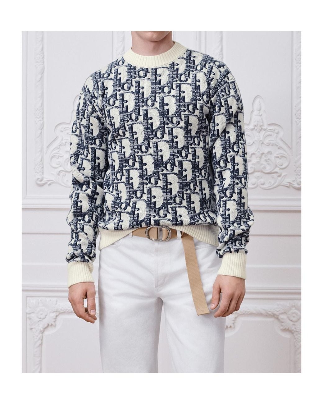 Dior Blue Oblique Sweater, Regular Fit for men