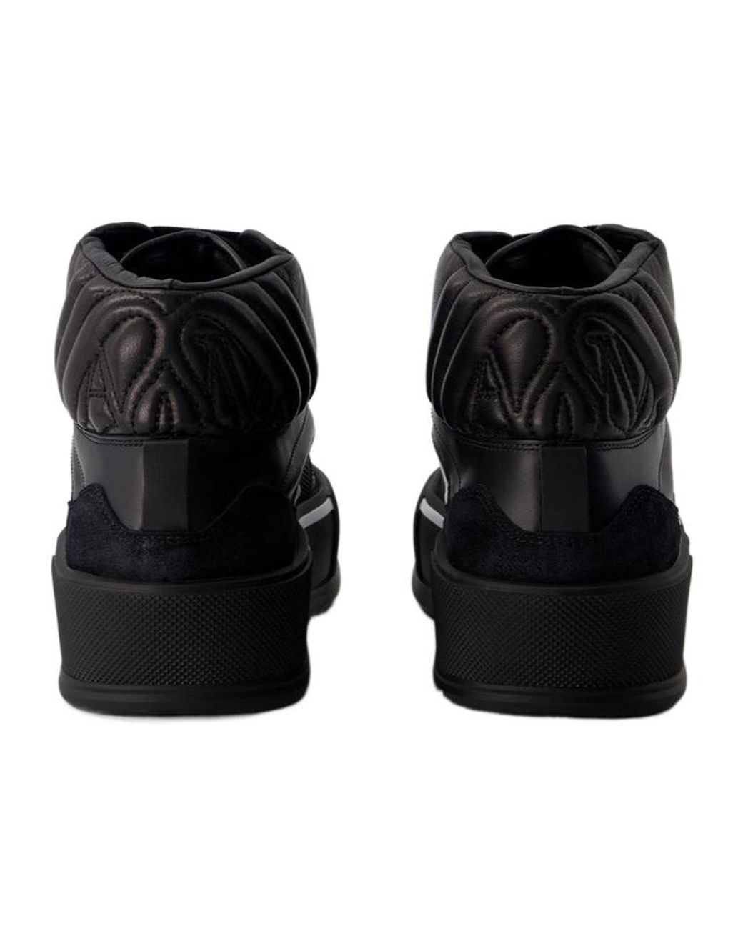 McQueen Black Seal-Embroidered High-Top Sneakers for men