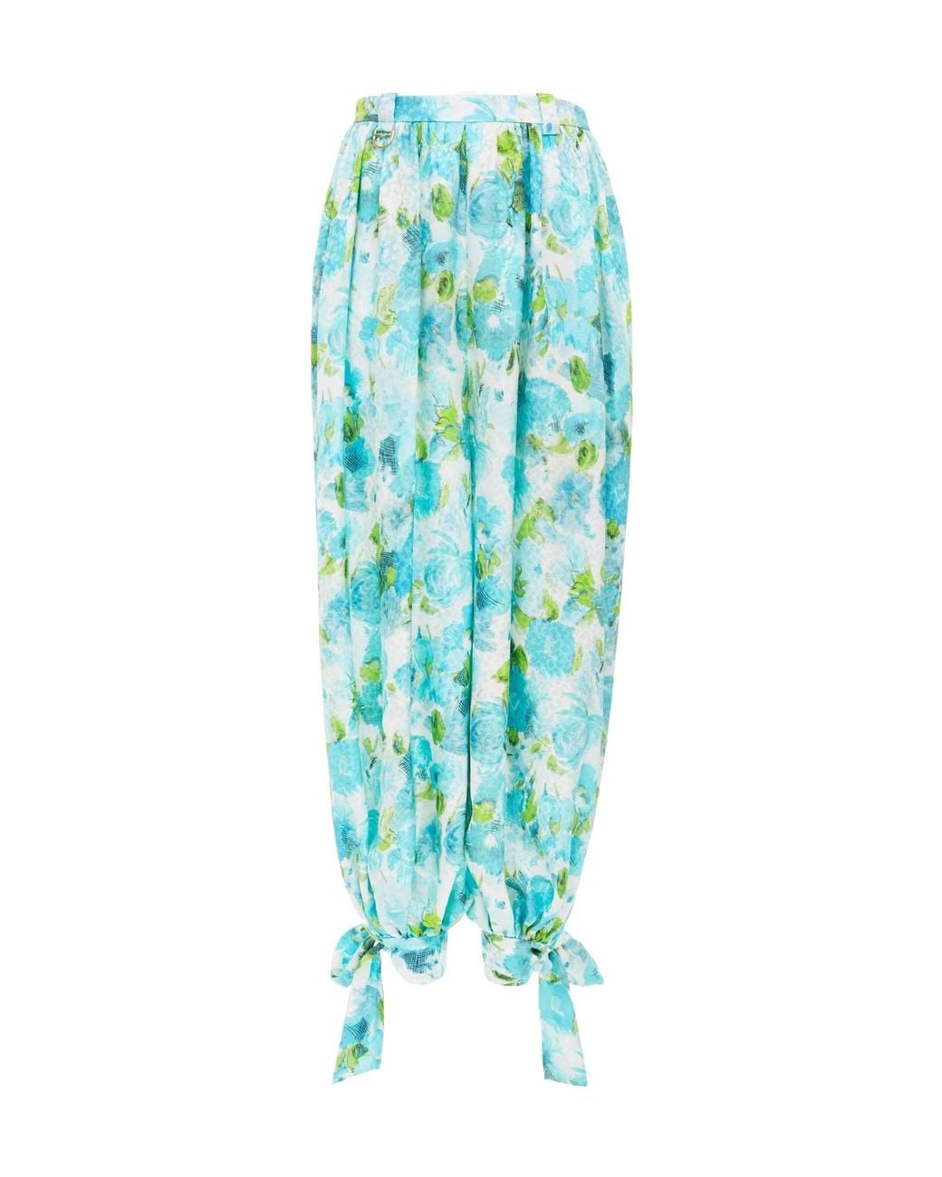 Chloé Blue Floral-Print Jacquard Trousers