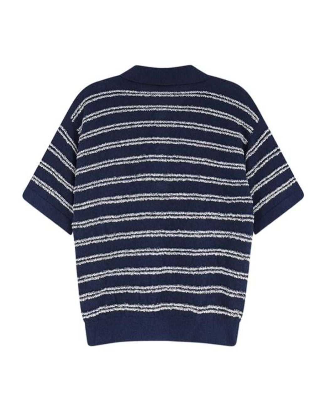 Moncler Blue Striped Short-Sleeved Polo Shirt