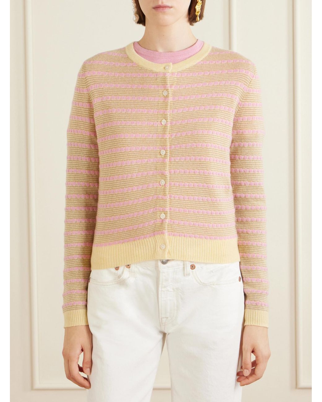 Guest In Residence Natural Lightweight Cashmere Cardigan