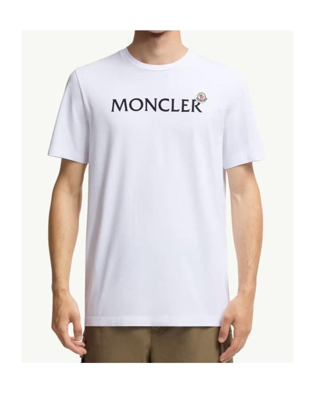 Moncler White Logo Printed Crewneck T-Shirt for men