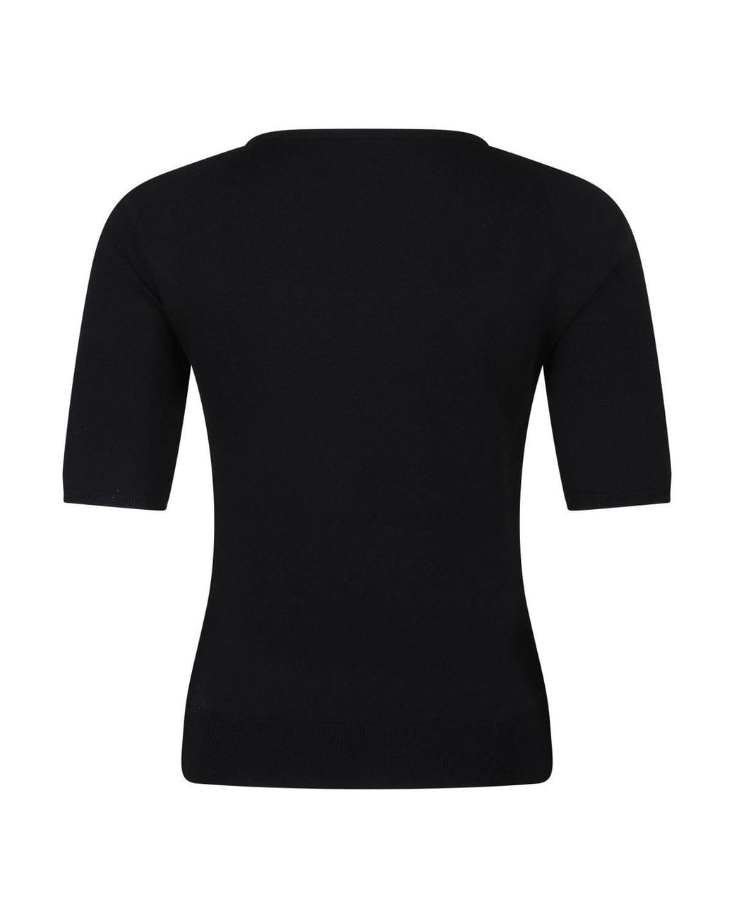McQueen Black Short Sleeeved Ribbed Top