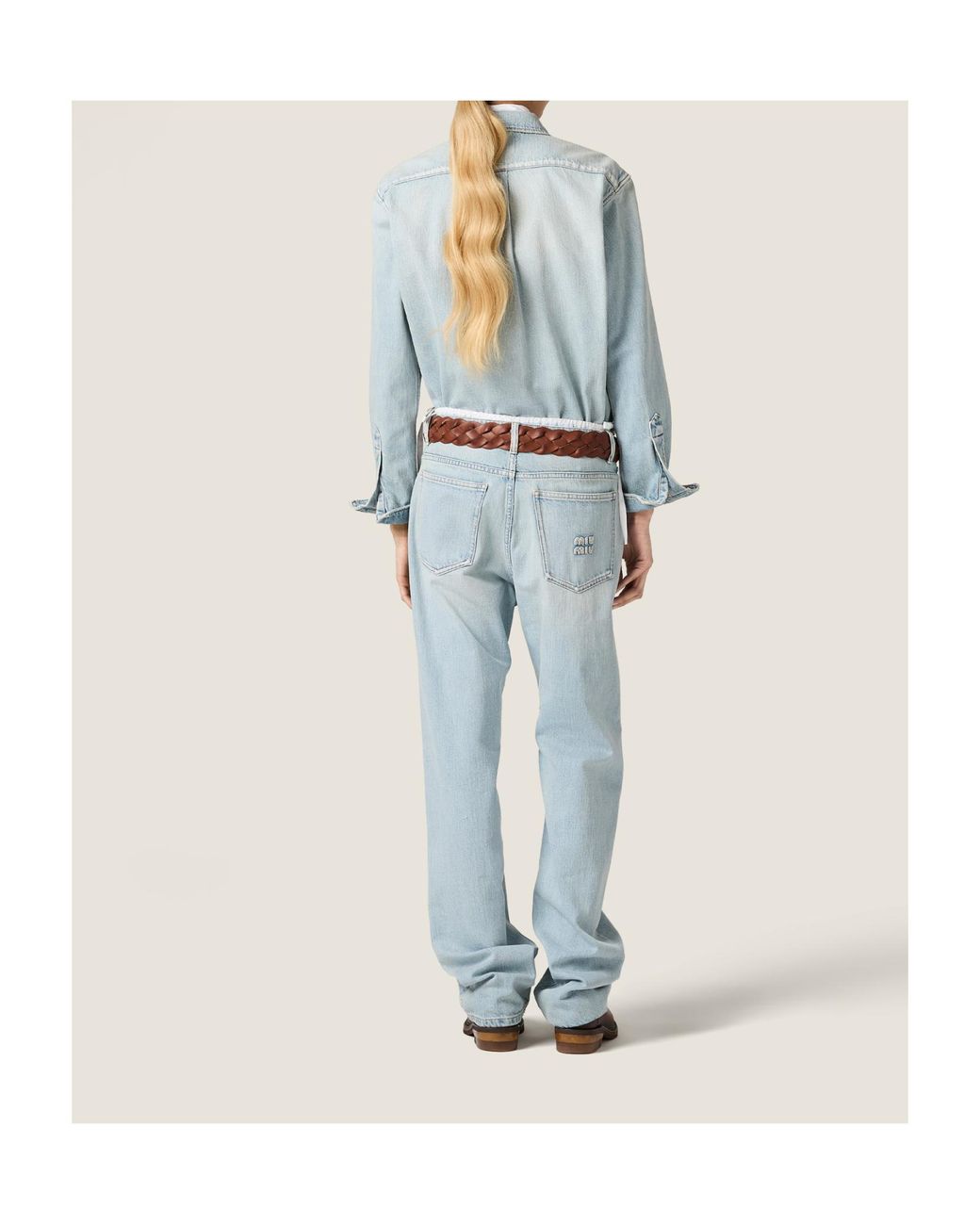 Miu Miu Blue Five-Pocket Washed Denim Jeans