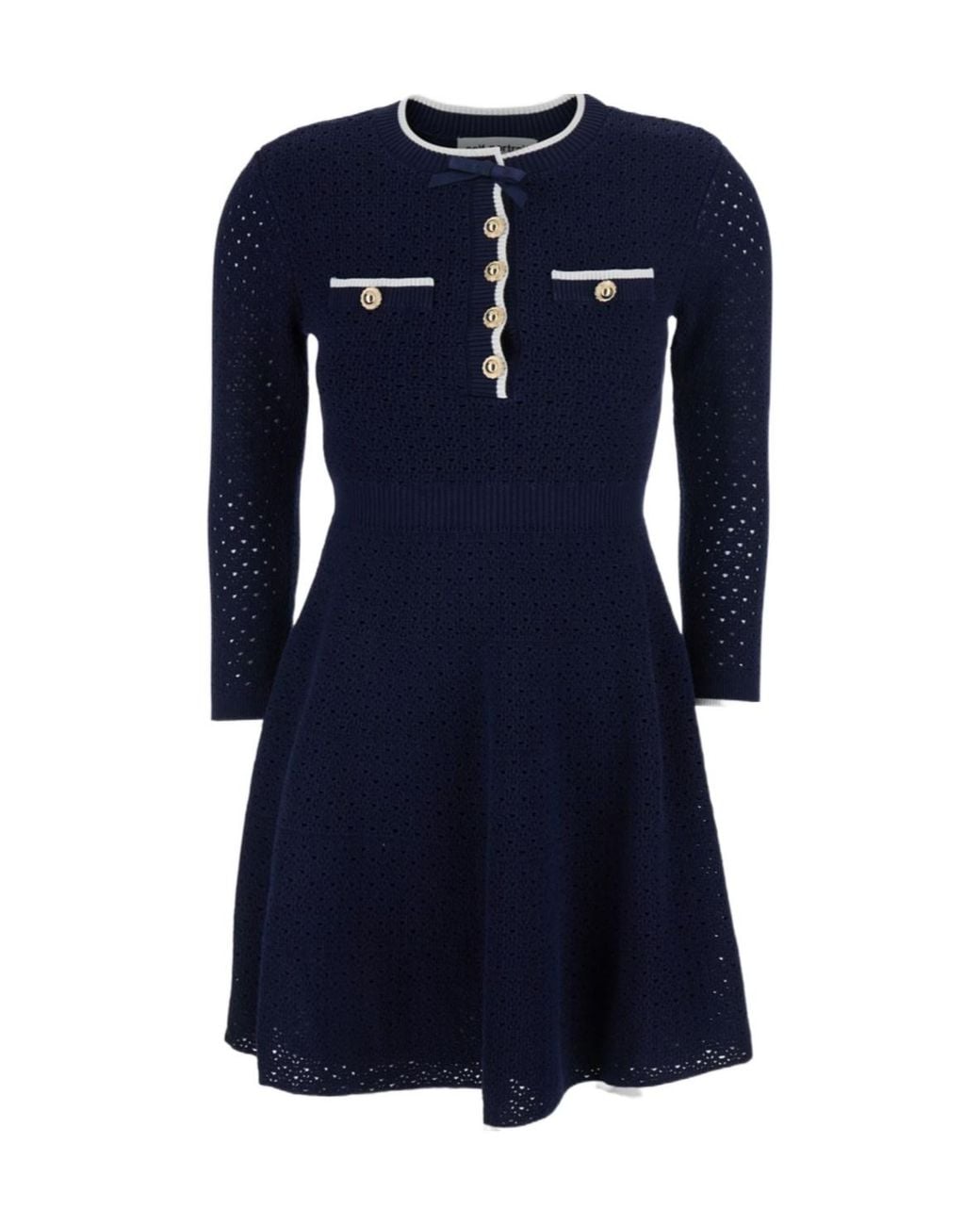 Self-Portrait Blue Bow Knit Mini Dress