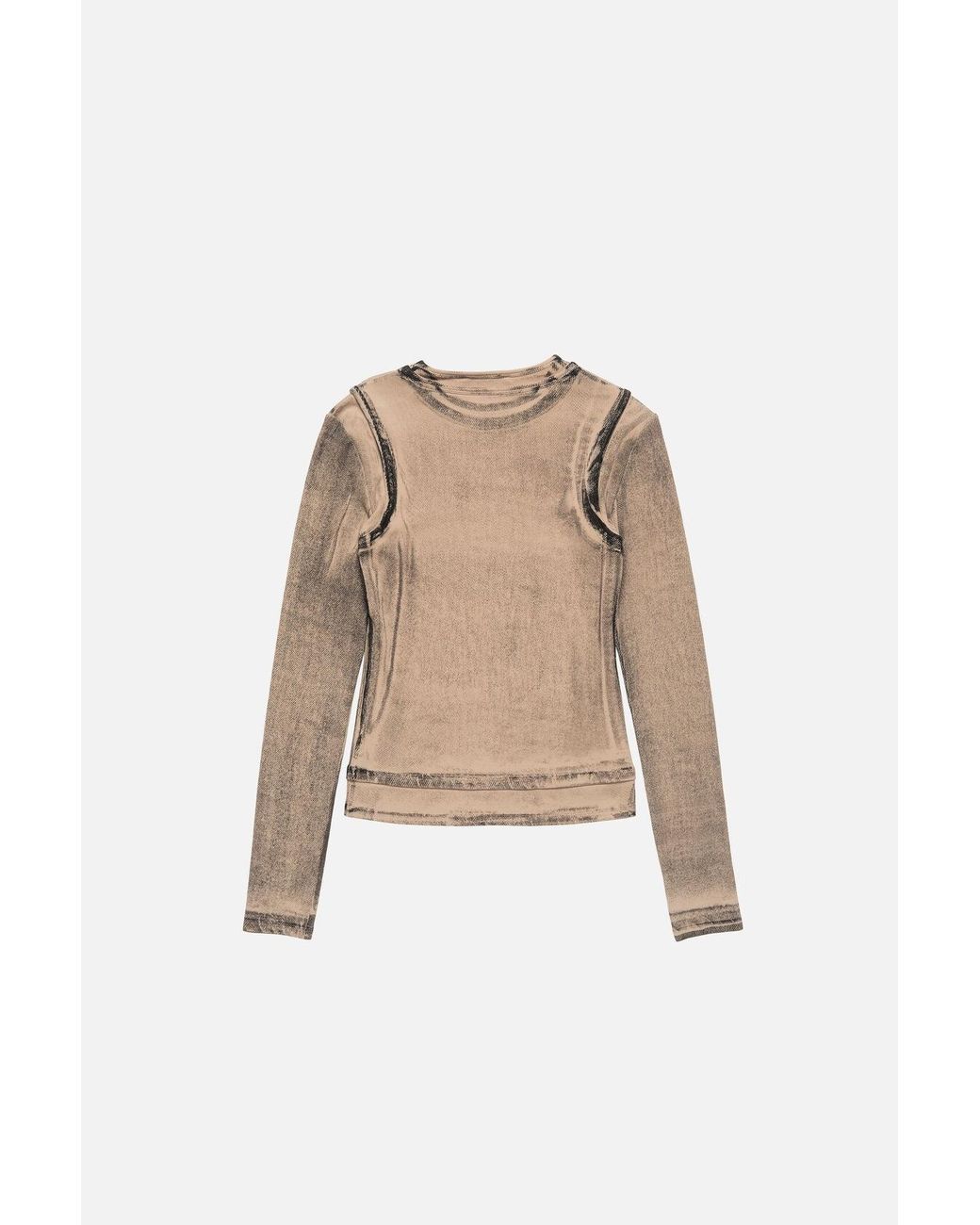 Acne Natural Layered Printed Crewneck T-Shirt