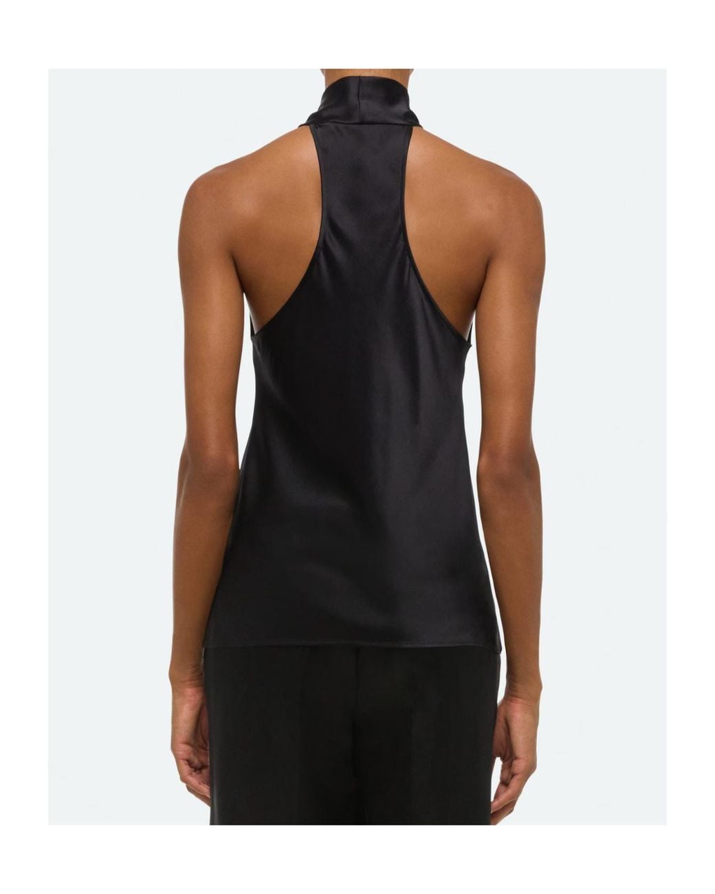 Helmut Lang Black Silk Bias-Cut Cowl Neck Top