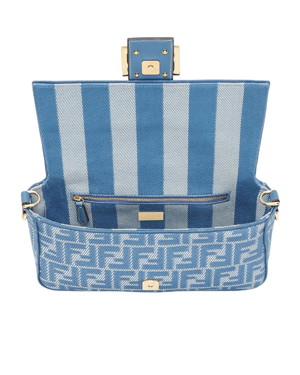 ショルダーバッグ・ポシェット Fendi Fendigraphy Minibag In Jacquard Ff Denim Effect Blue Fendigraphy Mini Fabric Blue | Fendi