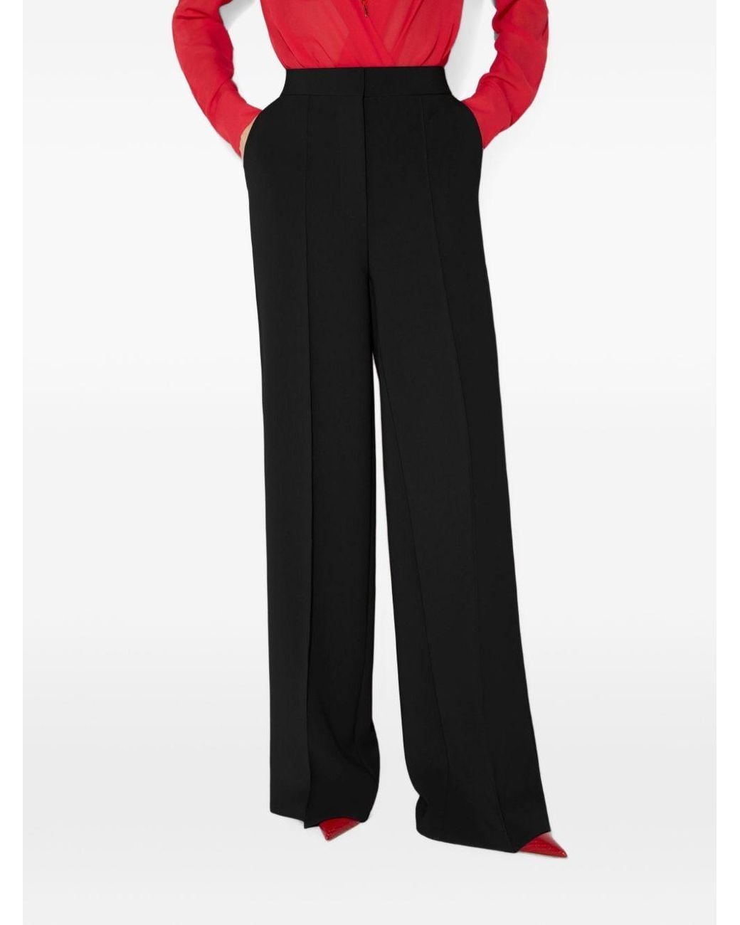 Elisabetta Franchi Black Lightweight Crêpe Fabric Trousers