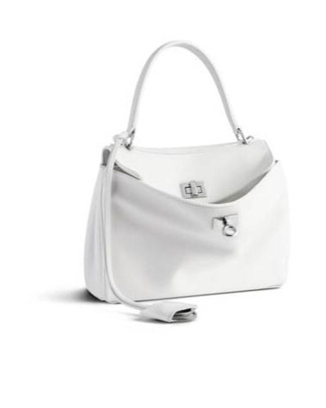 Balenciaga White Twist-Lock Top Handle Bag