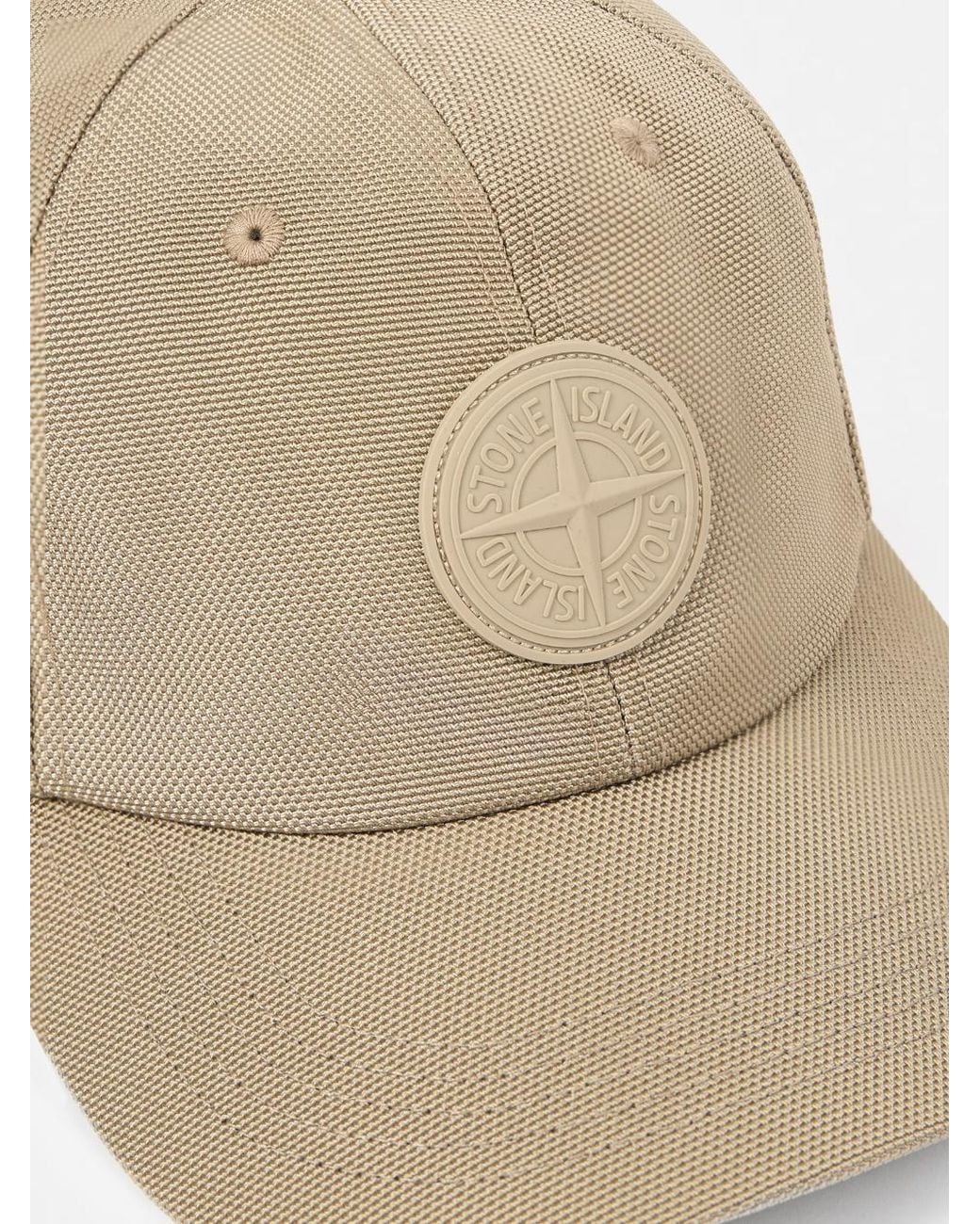 Stone Island White Baseball Cap With Compass Logo Patch for men