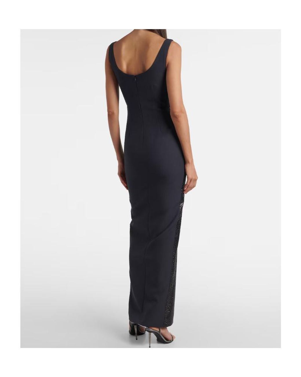 Roland Mouret Black Embellished Crêpe Gown