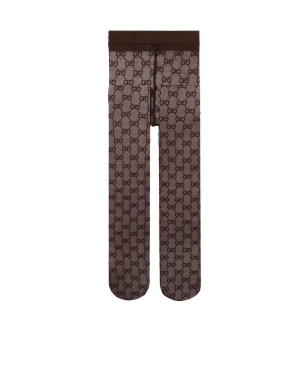 Gucci Brown Gg Stretch Nylon Tights