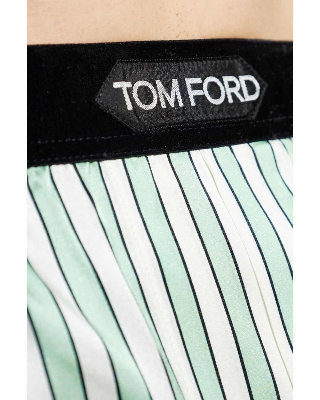 Tom Ford Green Striped Logo-Waistband Boxers for men