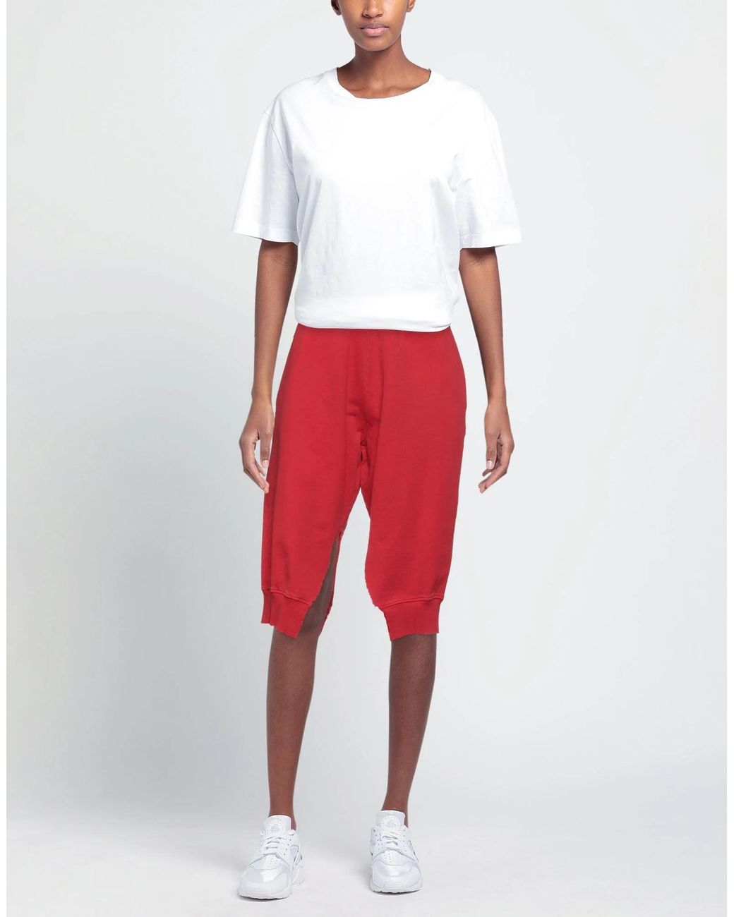 MM6 by Maison Margiela Red Solid Color Fleece Pants