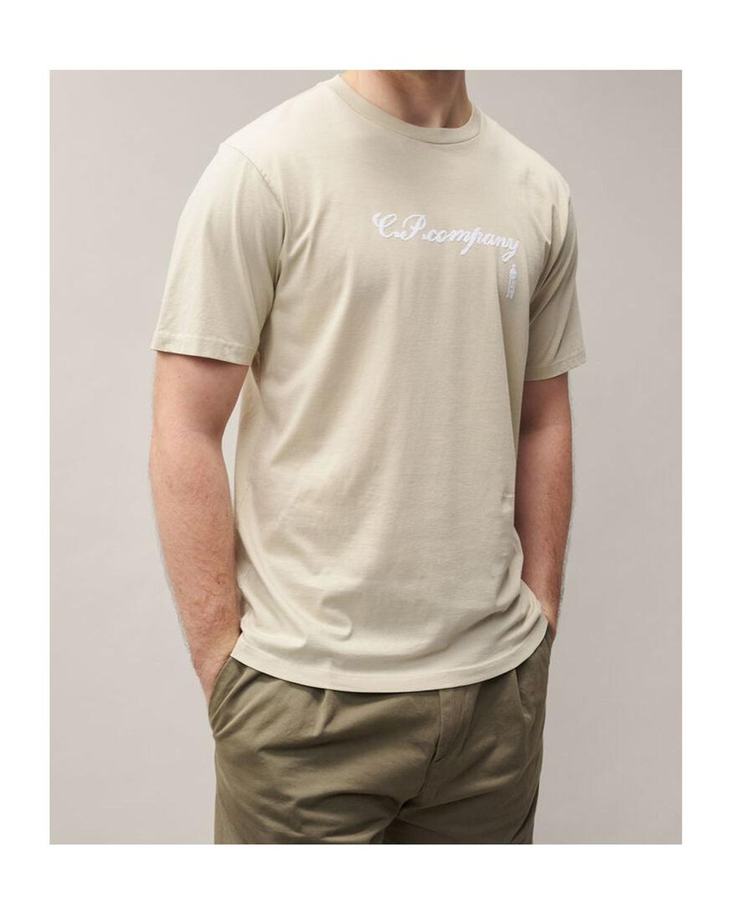 C P Company White Script Logo T-Shirt for men