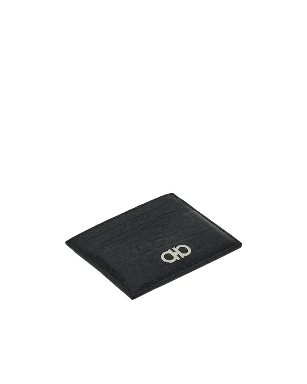 Ferragamo Black Gancini Credit Card Holder for men