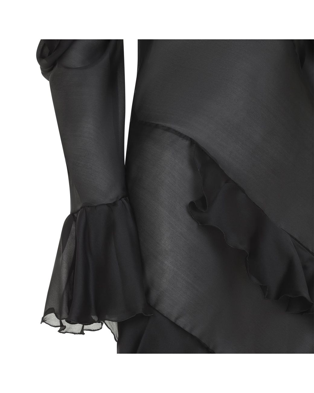Roberto Cavalli Black Ruffled Cold-Shoulder Dress
