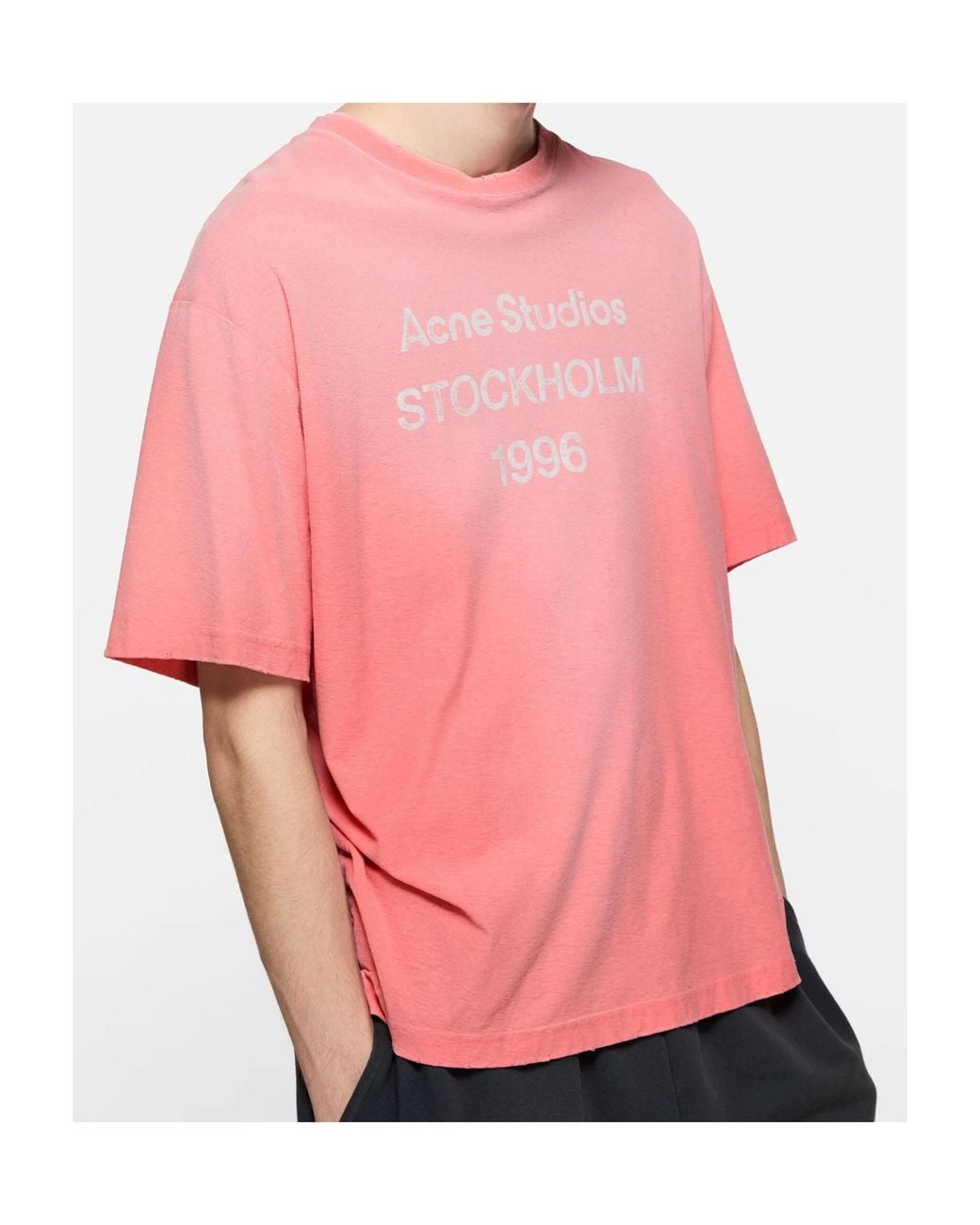 Acne Pink Sprayed Logo T-Shirt for men