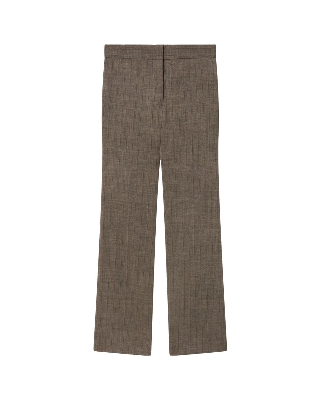 Stella McCartney Brown Pinstriped Mélange Straight-Leg Trousers