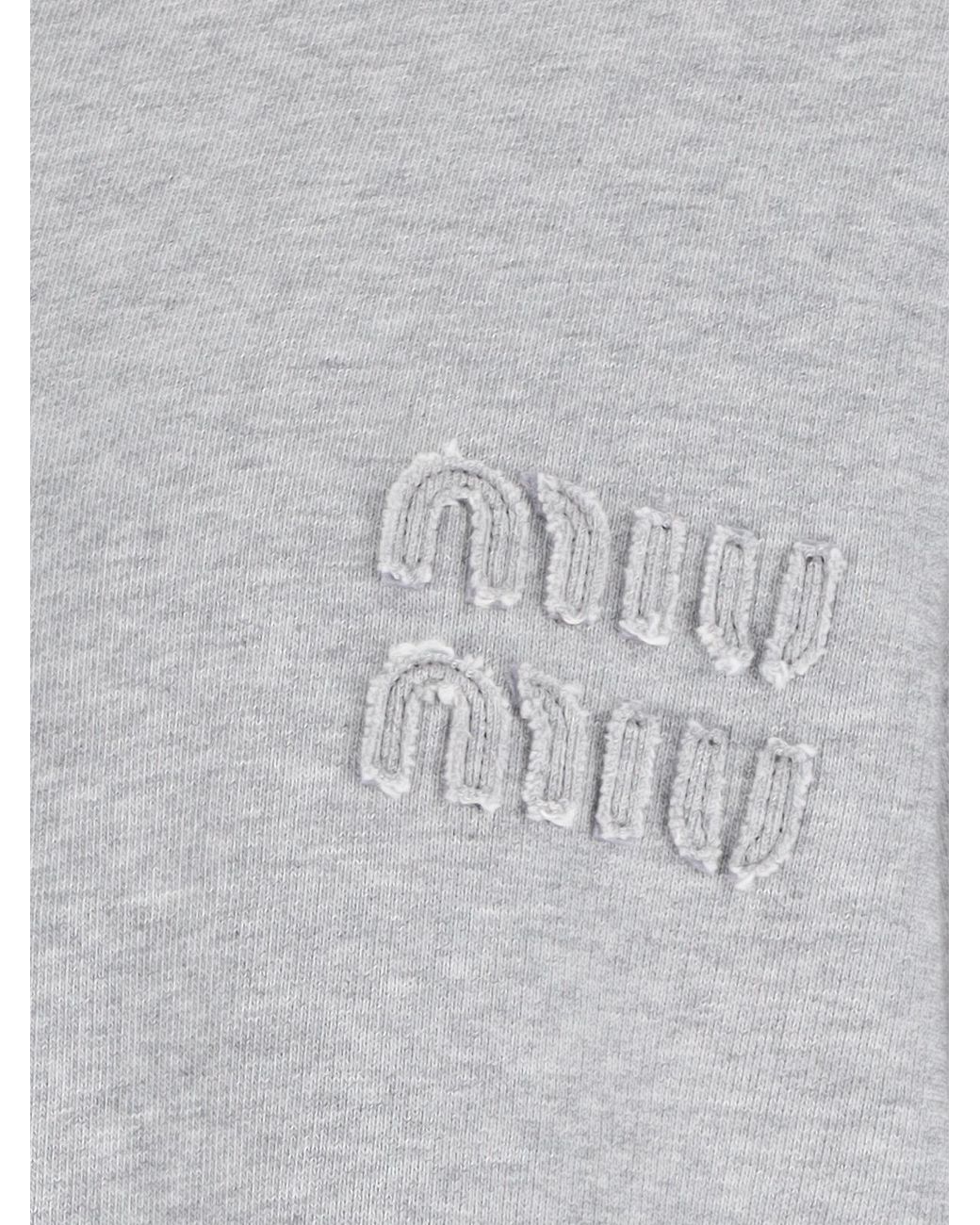 Miu Miu Gray Jersey And Technical Pongé Blouson Jacket