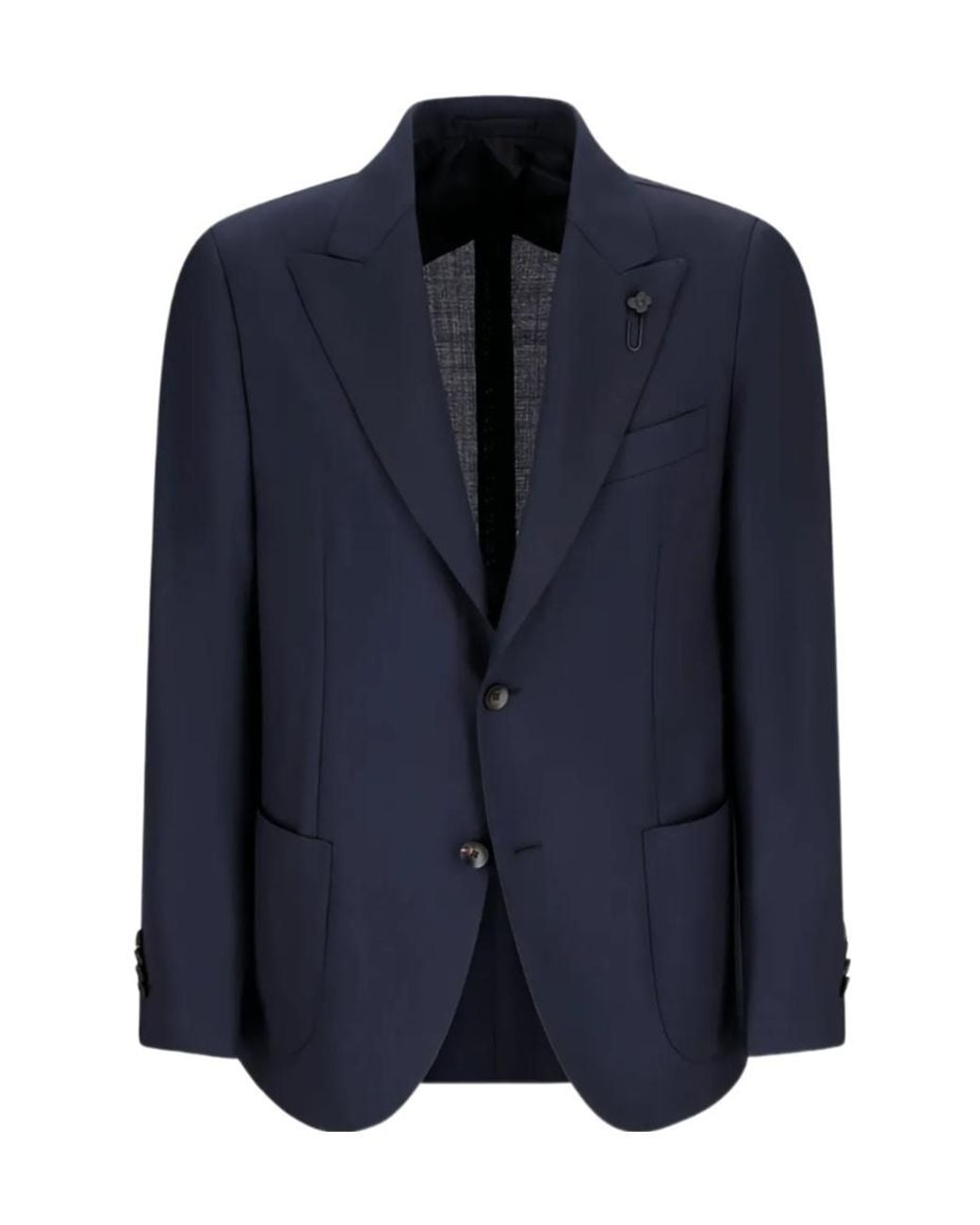 Lardini Blue Single-Breasted Patch-Pocket Jacket for men