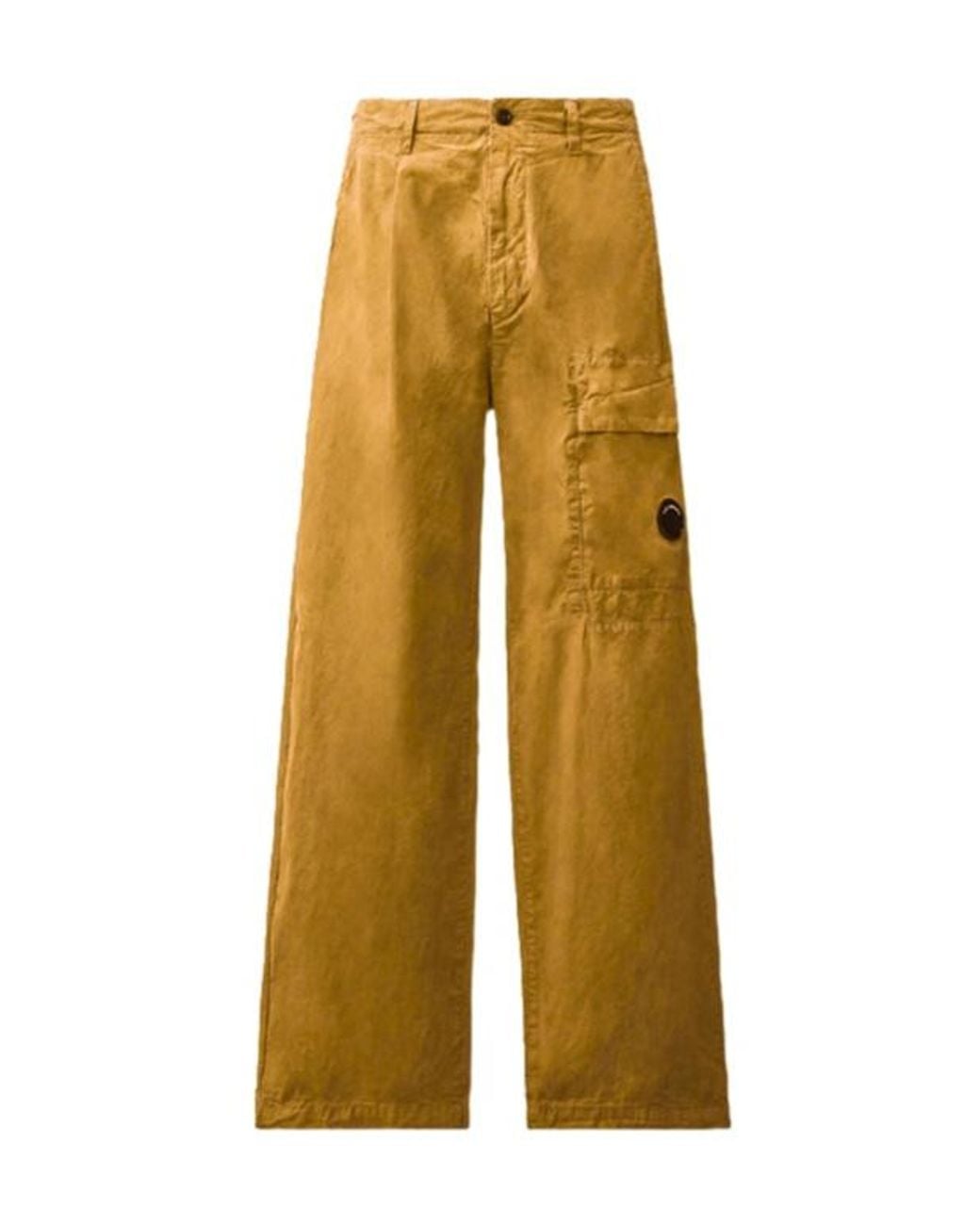 C P Company Yellow Wide-Leg Cargo Casual Trousers for men