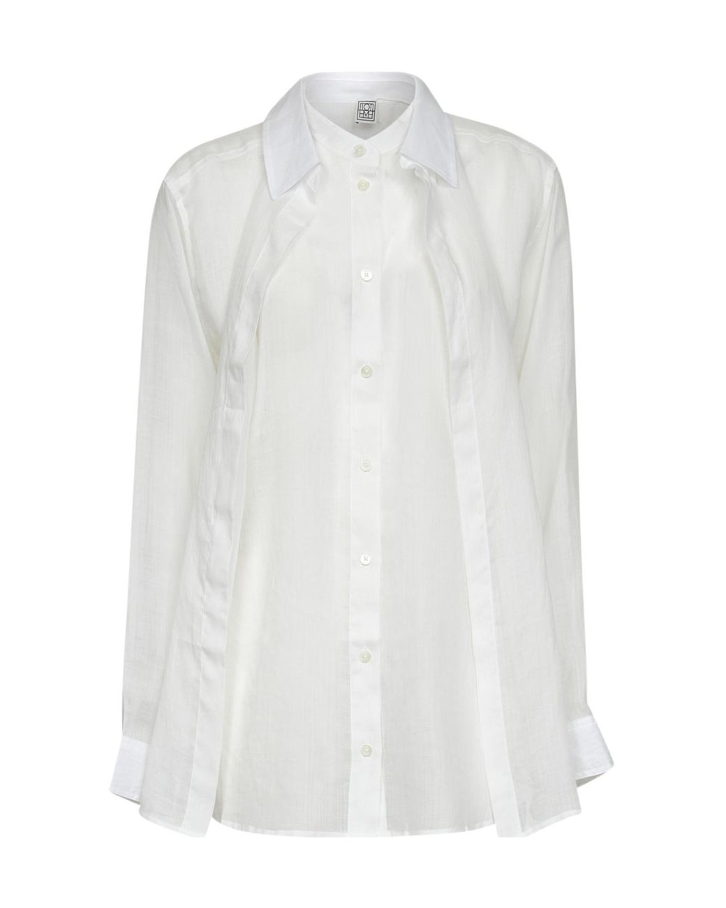 Totême White Totême Long Sleeved Double-Collar Shirt