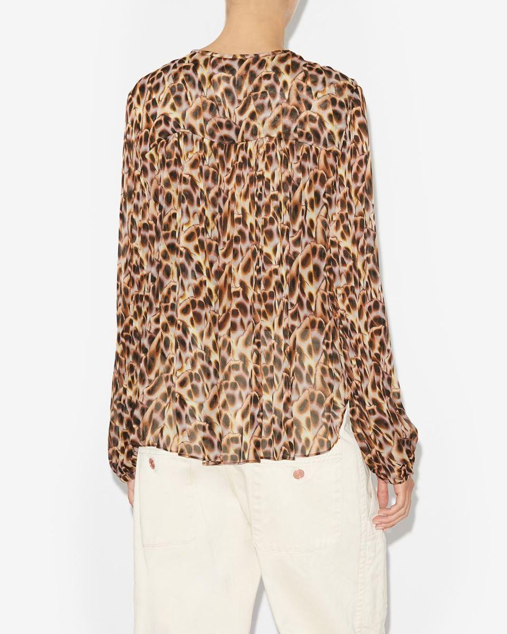 Isabel Marant Brown Isabel Marant Étoile Daytonea Pattern-Printed Ruched Blouse
