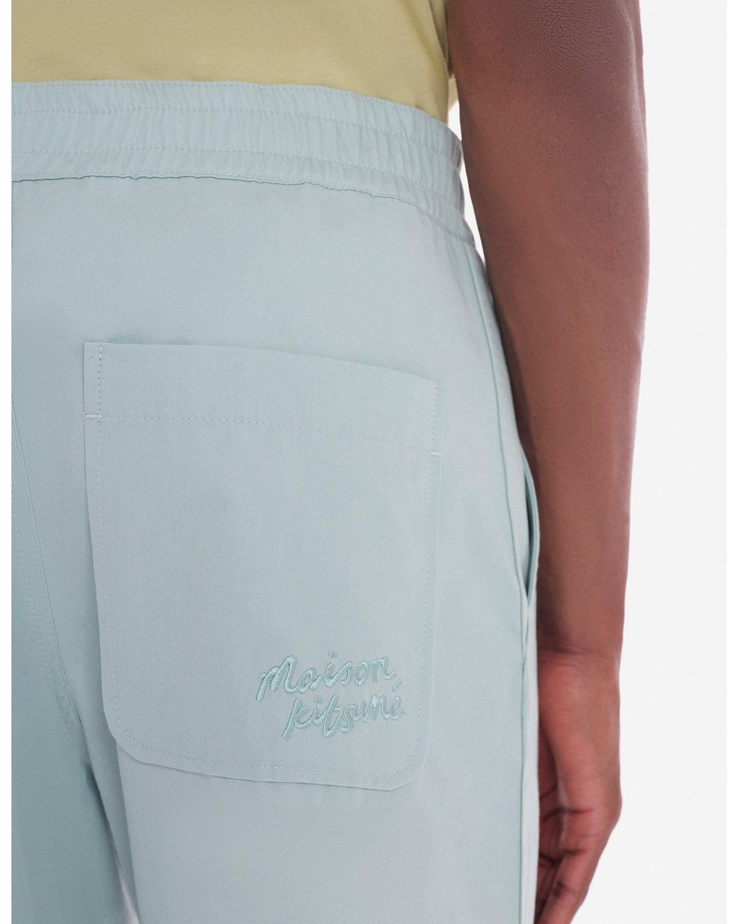 Maison Kitsuné Blue Maison Kitsuné Logo Embroidered Straight-Leg Trousers for men