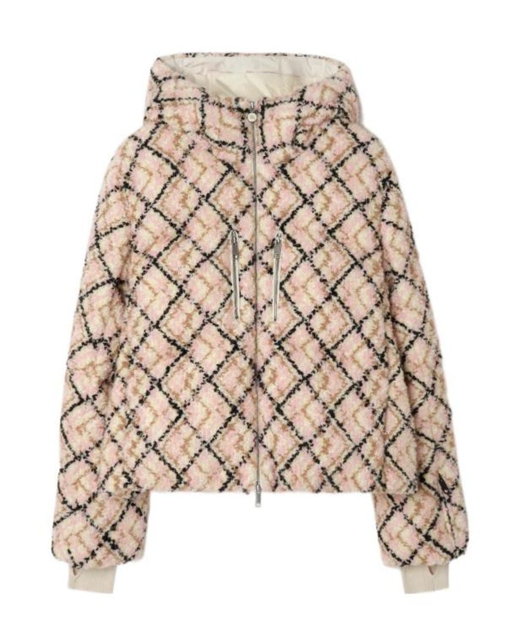 Burberry Natural Check Wool Mohair Blend Auburn Puffer Jacket